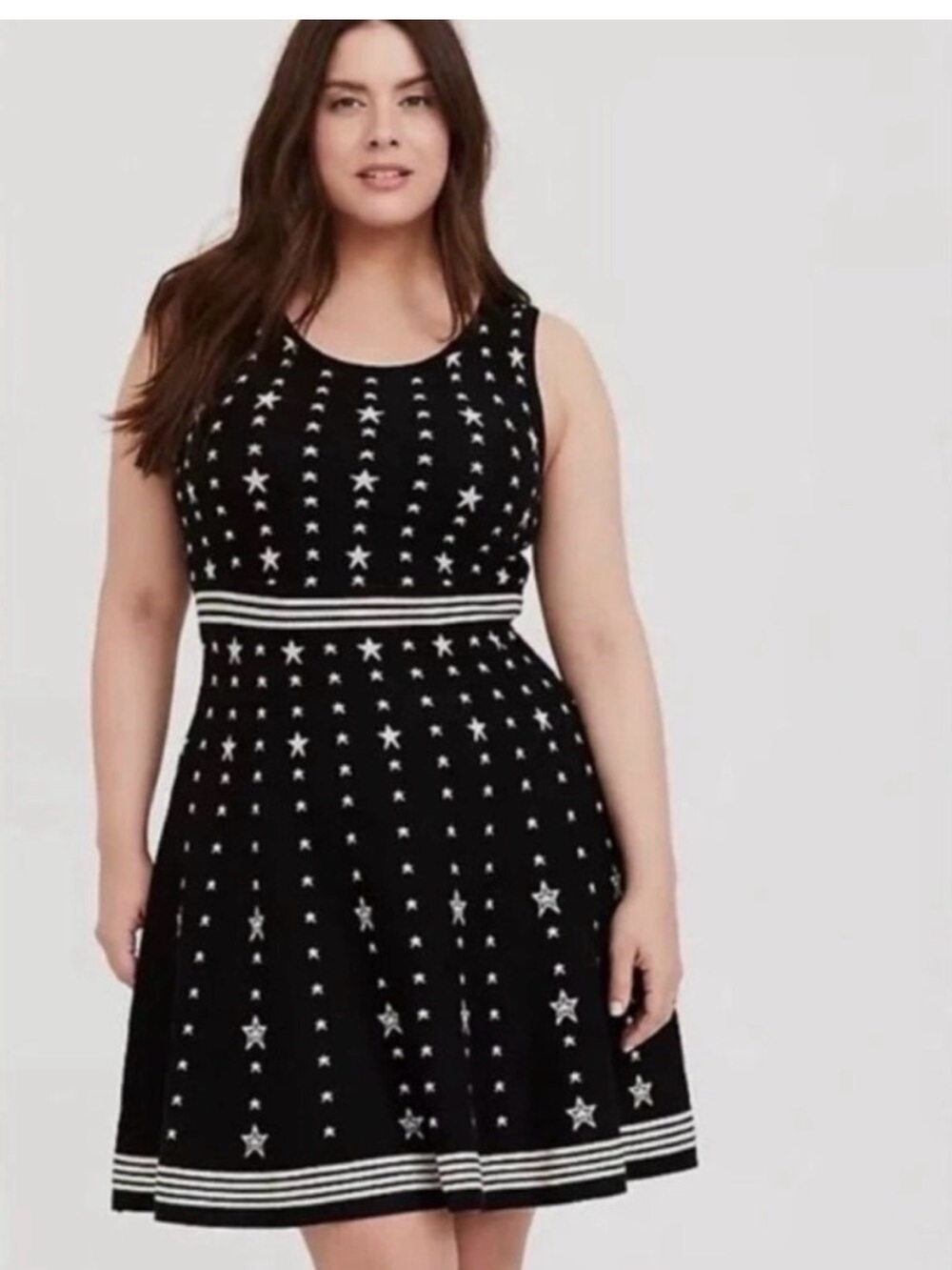Torrid Black Star-Print Sleeveless Knit Dress